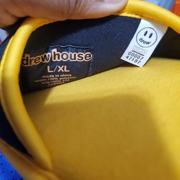 Drew House x Justin Bieber Mascot Slippers Yellow/Black L/XL Sz 9To 12 Mens NWT